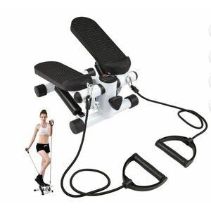 NEW! Mini Stepper for Exercise with Resistance Bands - White